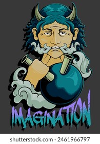 vector man with smoke peace illustration