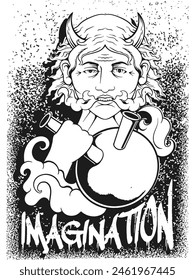 vector man with smoke peace outline illustration