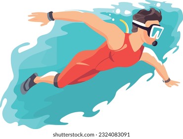 Vector man snorkeling on the sea illustration