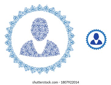 Vector man stamp mosaic is organized of repeating recursive man stamp pictograms. Recursion mosaic of man stamp.