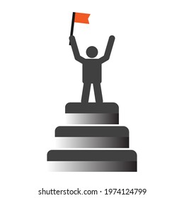 vector a man standing on the top for success, success man, progress achievement, celebrate for success