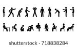 vector man stick figure. person.  pictogram icon, stand of sitting poses set
