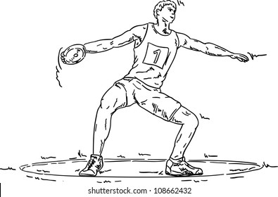 vector - man throwing the discus, isolated on background