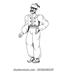 Vector Man Turkish Folk National Costume Cartoon Illustration Isolated