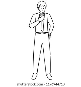 vector of man using smartphone