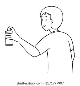 vector of man using spray can