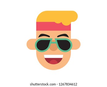 Vector man wearing glasses on the White Blackground