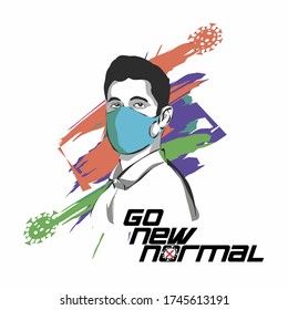 Vector of a man wearing a mask, a powerful illustration facing a corona virus pandemic