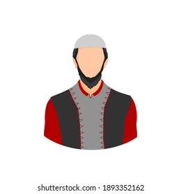 Vector of a man wearing a Muslim dress suit with a cap on his head for advertising, website or social media purposes.