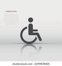 Vector man in wheelchair icon in flat style. Handicapped invalid sign illustration pictogram. People business concept.
