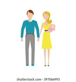 Vector man and woman family couple icon template isolated