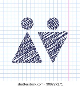Vector man and woman icon isolated on copybook background. Eps10 