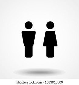 Vector man and woman icons, toilet sign, restroom, minimal style, pictogram