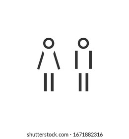 Iconos vectoriales de hombre y mujer, letrero de baño, icono de baño, estilo mínimo, pictograma