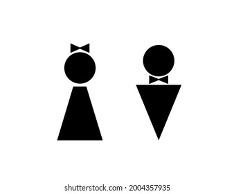 Vector man and woman icons, toilet sign, restroom icon, minimal style, pictogram 