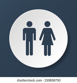 Vector man and woman icons, toilet sign, restroom icon, minimal style, pictogram