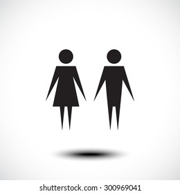 Vector man and woman icons, toilet sign, restroom icon, minimal style, pictogram