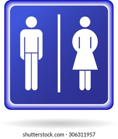 Vector man and woman icons, toilet sign, restroom icon, minimal style, pictogram