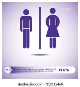 Vector man and woman icons, toilet sign, restroom icon, minimal 