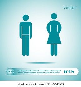 Vector man and woman icons, toilet sign, restroom icon, minimal 