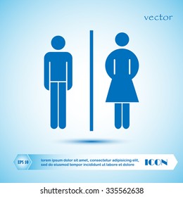 Vector man and woman icons, toilet sign, restroom icon, minimal 
