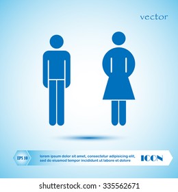 Vector man and woman icons, toilet sign, restroom icon, minimal 