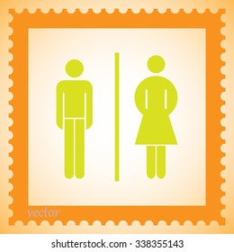 Vector man and woman icons, toilet sign, restroom icon, minimal 