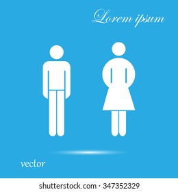 Vector man and woman icons, toilet sign, restroom icon, minimal 