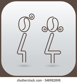 Vector man and woman icons, toilet sign, restroom icon, minimal style