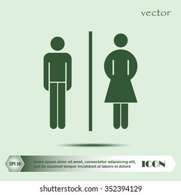 Vector man and woman icons, toilet sign, restroom icon, minimal 