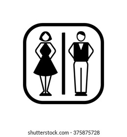 Vector man & woman icons. Toilet sign. The icon with a black sign on a white/color background. Can be used as a design element.