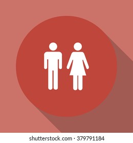 Vector man and woman icons, toilet sign, restroom icon, minimal style, pictogram