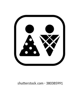 Vector man & woman icons. Toilet sign. The icon with a black sign on a white/color background. Can be used as a design element.