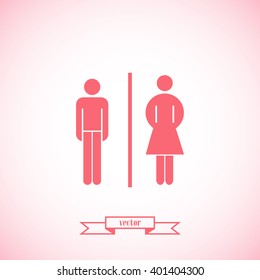 Vector man and woman icons, toilet sign, restroom icon, minimal 