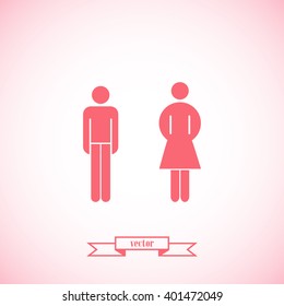 Vector man and woman icons, toilet sign, restroom icon, minimal 