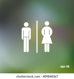Vector man and woman icons, toilet sign, restroom icon, minimal 