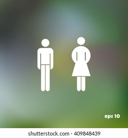 Vector man and woman icons, toilet sign, restroom icon, minimal 