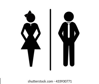 Vector man and woman icons, toilet sign, restroom icon, minimal style, pictogram