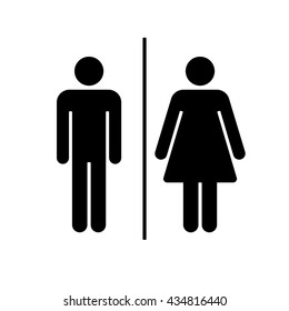 Vector man & woman icons. Toilet sign. Black  on a white/color background. Can be used as a design element.