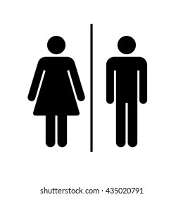 Vector man & woman icons. Toilet sign. Black  on a white/color background. Can be used as a design element.