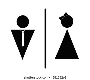 Vector man and woman icons, toilet sign, restroom icon, minimal style, pictogram