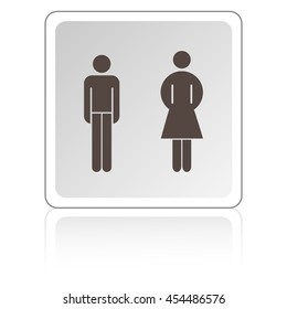 Vector man and woman icons, toilet sign, restroom icon, minimal 