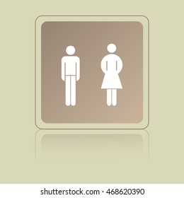 Vector man and woman icons, toilet sign, restroom icon, minimal 