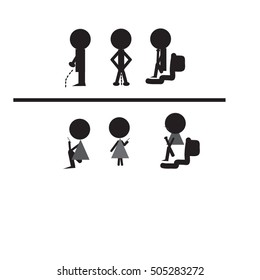 Vector man and woman icons, toilet sign, restroom icon, minimal style, pictogram