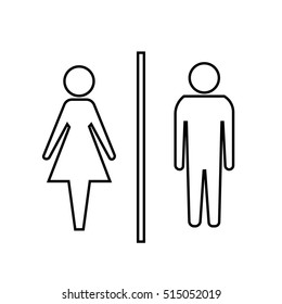 Vector man and woman icons, toilet sign, restroom icon, minimal style, pictogram