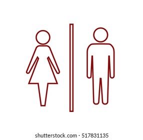 Vector man and woman icons, toilet sign, restroom, minimal style, pictogram