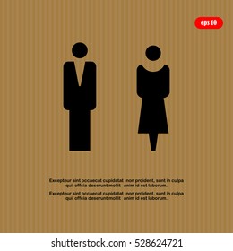 Vector man and woman icons, toilet sign, restroom icon, minimal 