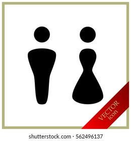 Vector man and woman icons, toilet sign, restroom icon, minimal