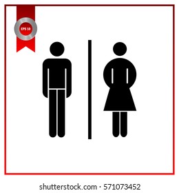 Vector man and woman icons, toilet sign, restroom icon, minimal 