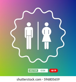 Vector man and woman icons, toilet sign, restroom icon, minimal 